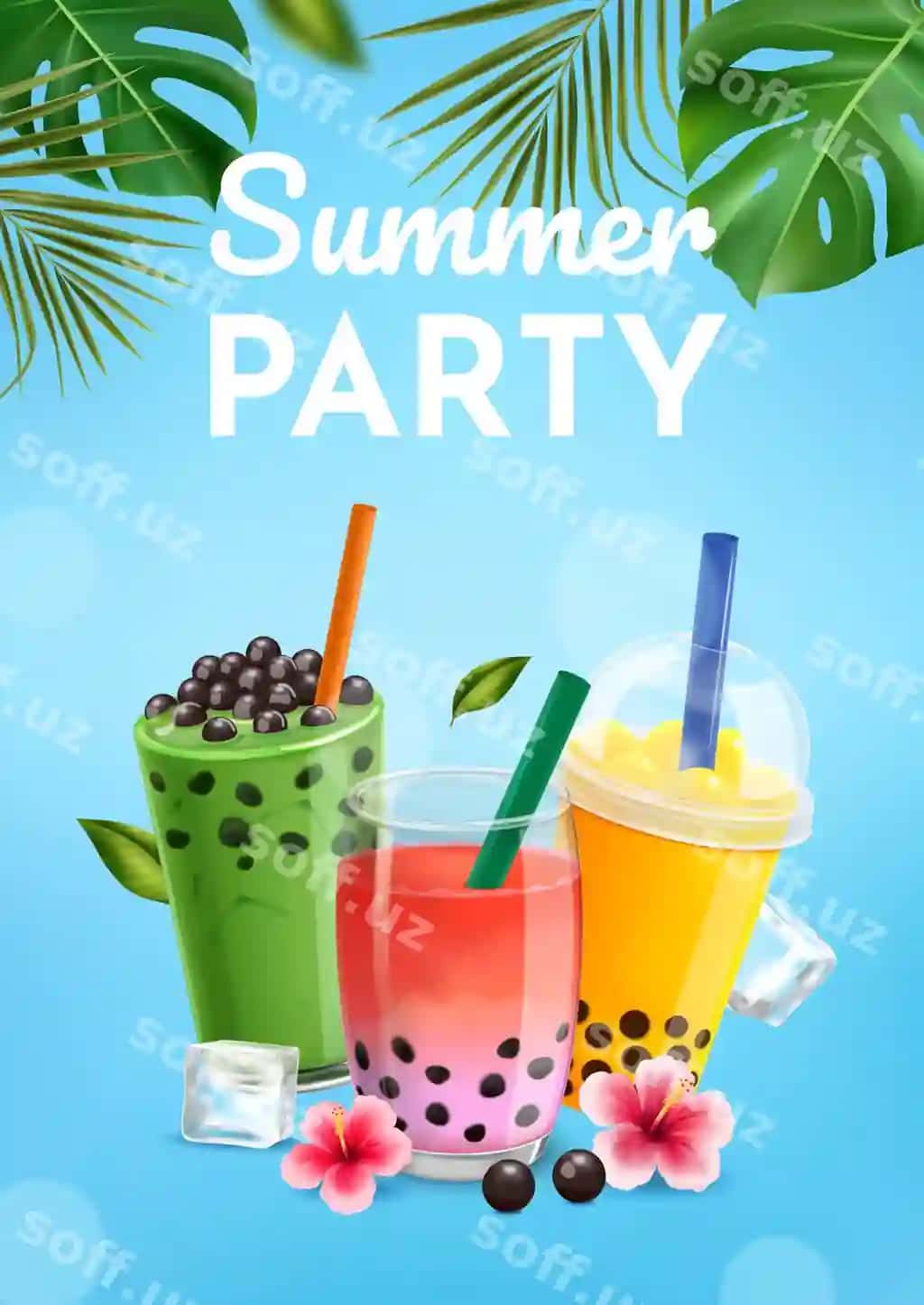 Bubble tea posteri realistik uslubda | Bubble tea poster realistic style