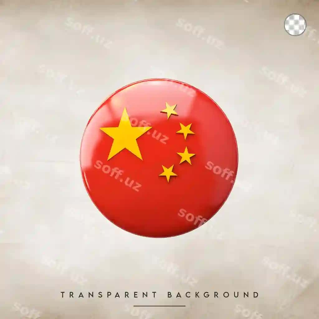 3d render koreya bayrogʻi orqali olinma, shaffof fonda | 3d rendering china flag isolated transparent background