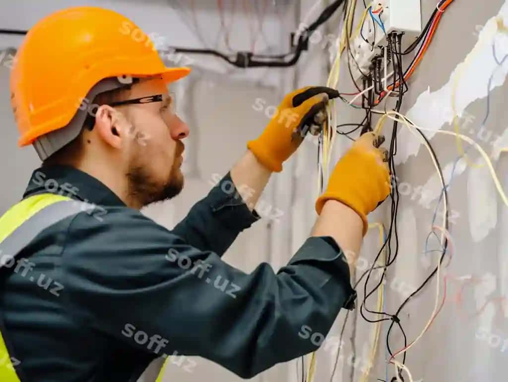 Elektrik ichki kabel o'rnatmoqda | Electrician installing indoor wiring