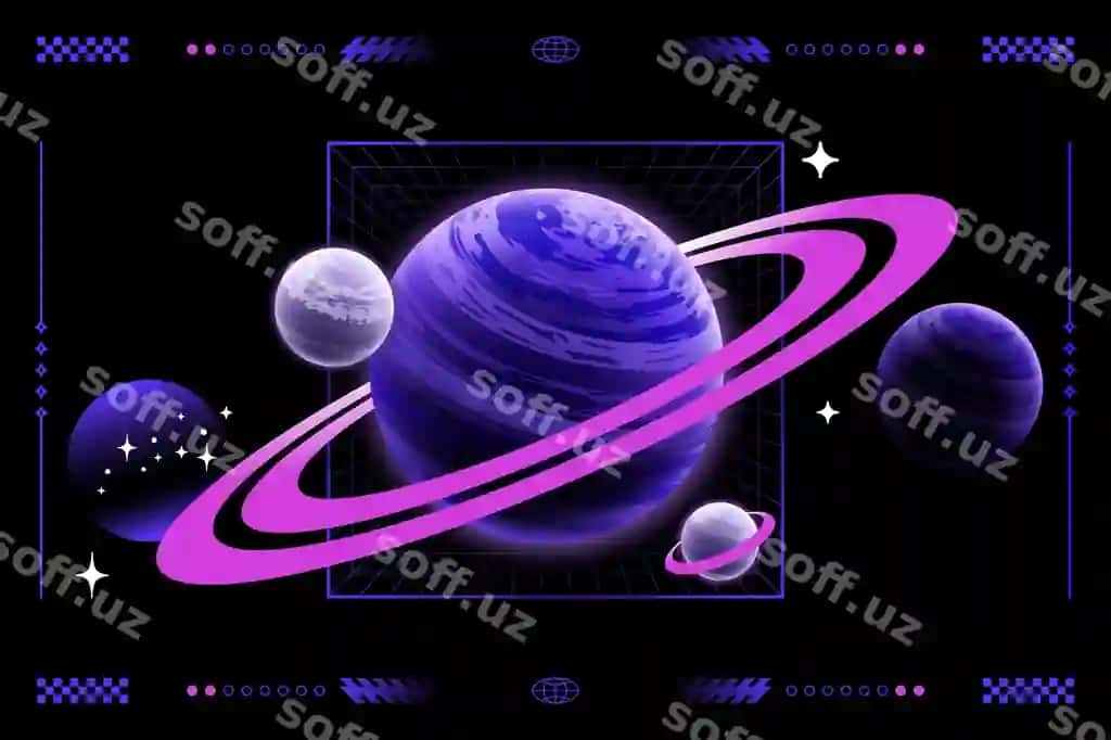Kosmik sayyora manzarasi binofat universum neon ranglari | Cosmic planetscape vibrant universe neon hues
