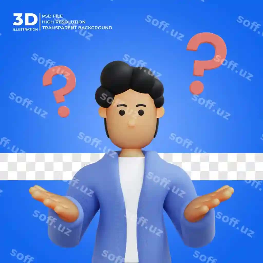 3d render erkak shaxsi o'ylaydi 3d render 3d illustratsiya | 3d render male character is thinking 3d rendering 3d illustration
