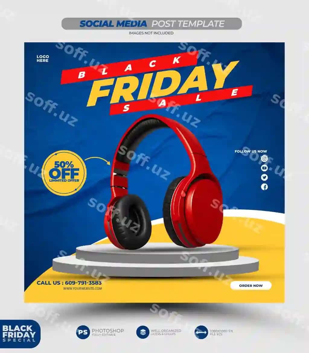 Super chegirma qora payshanba ijtimoiy media banner shabloni | Super sale black friday social media banner template