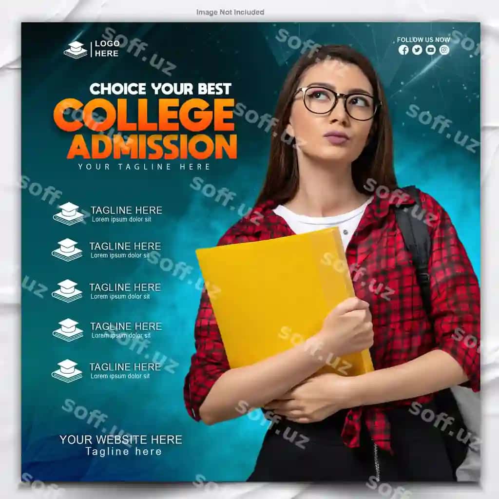 Kolej qabul ochiq posteri dizayn shabloni | College admission open poster design template