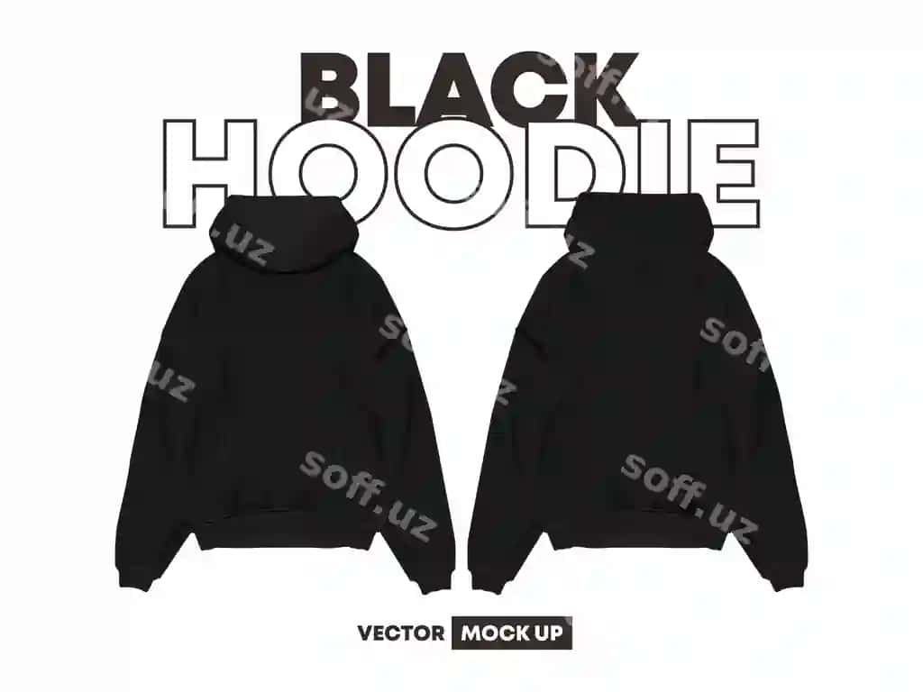 Qora fudbolka namunasi | Black hoodie mock up