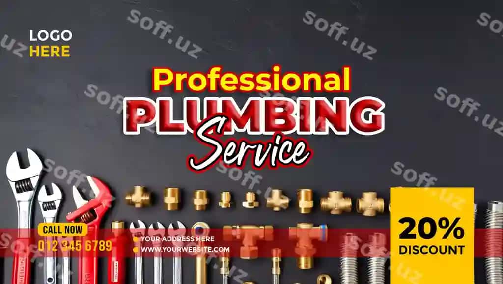 Professional tutuq ishlari baner matn maydon poster flyer | Professional plumbing banner copy space poster flyer