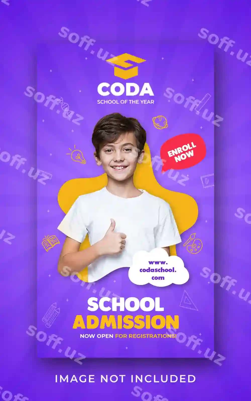 Shablon orqaga maktab qabul ijtimoiy tarmoqlar | Template back school admission social media