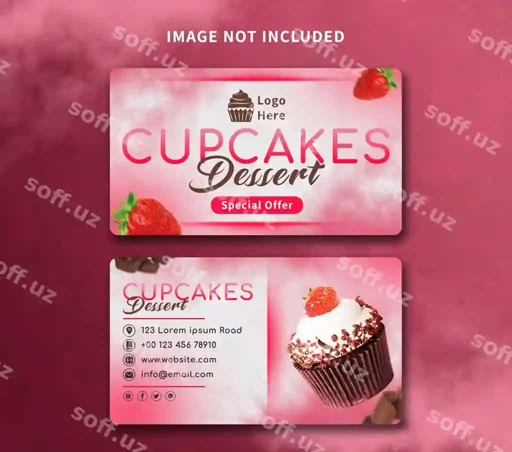 Shirinlik kupkake biznes kartasi shabloni | Dessert cupcake business card template