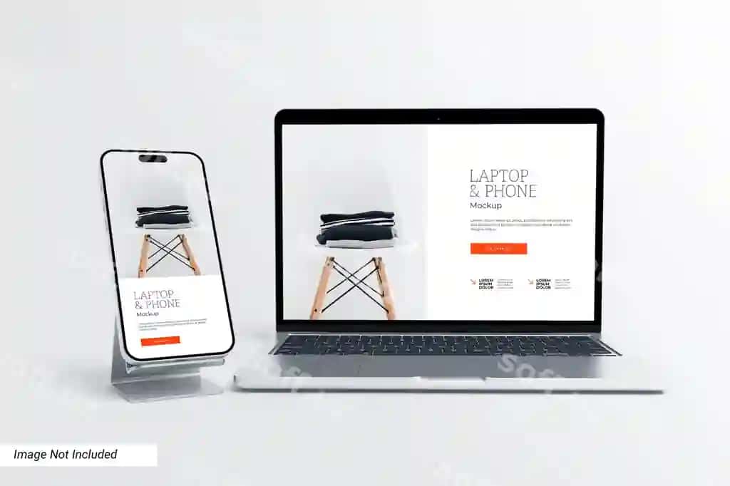 Laptop telefon ekrani halqirafli mockup | Laptop phone screen with holder mockup