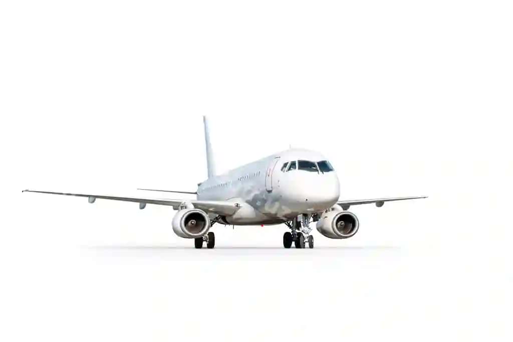 Oq yo'lovchi reaktiv samolyoti ajralgan | White passenger jet plane isolated