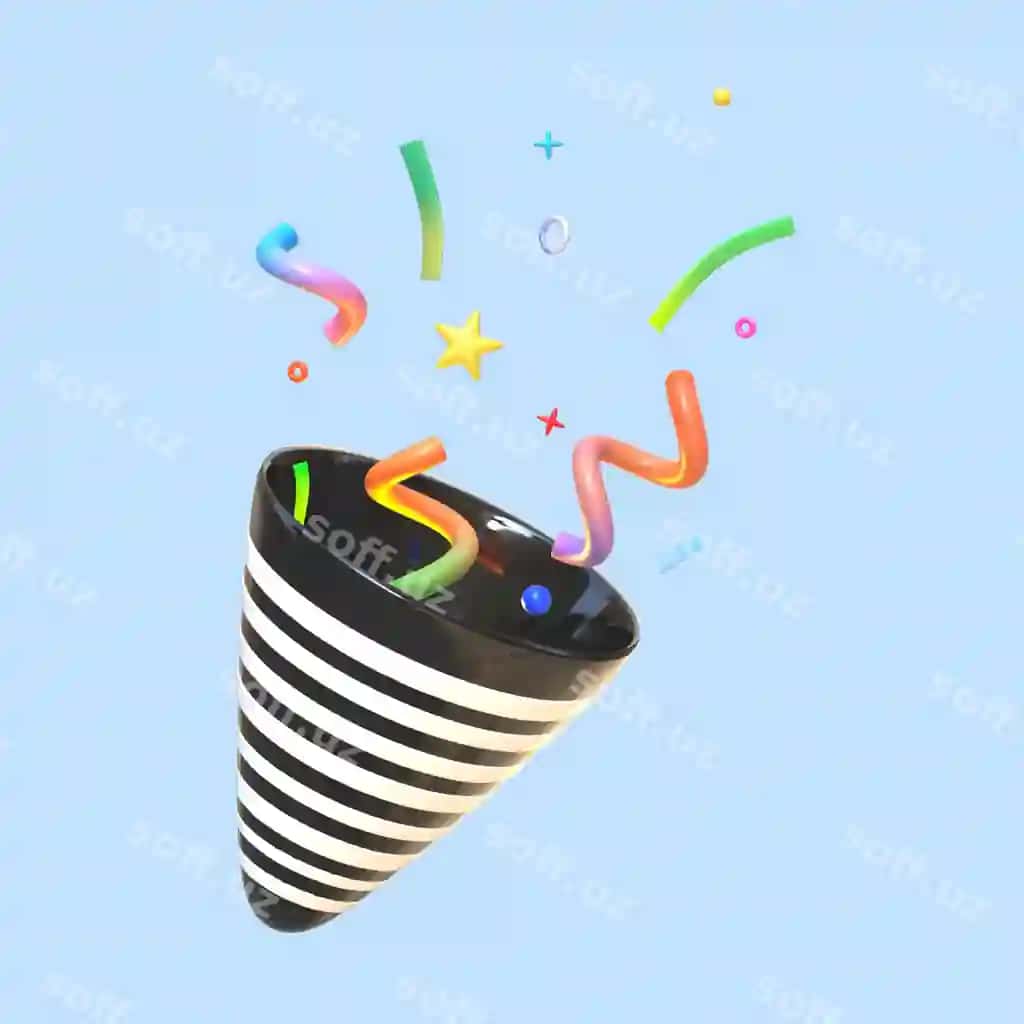 3d to'plam konfetti poppa 3d ajralangan elementlar to'plami | 3d party confetti popper 3d isolated element collection