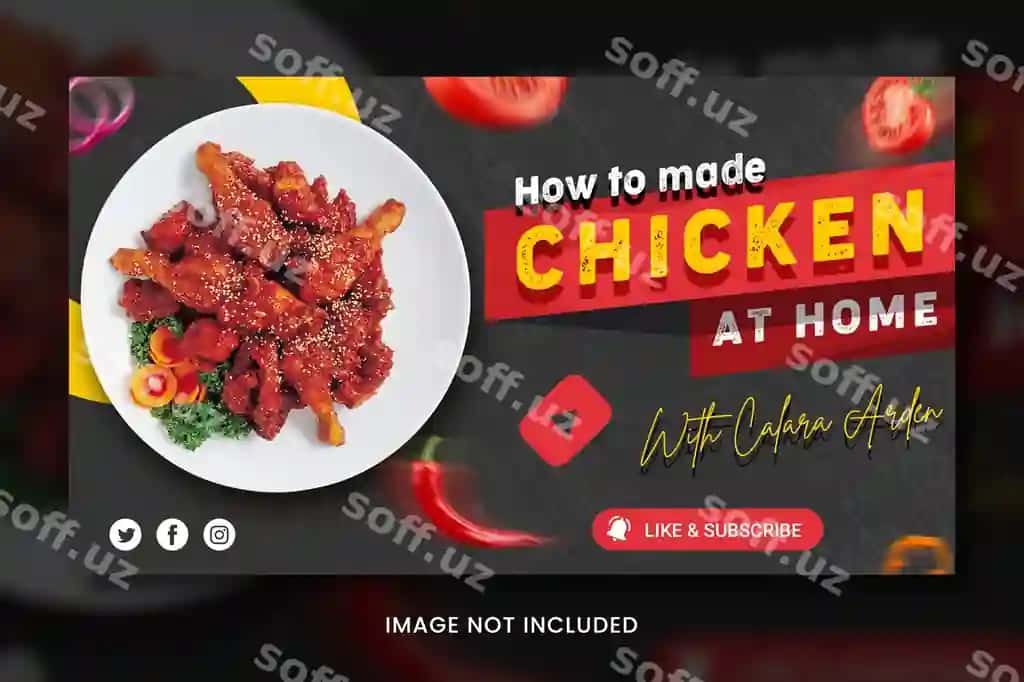 Ovqat Youtube miniatyura shabloni | Food youtube thumbnail template