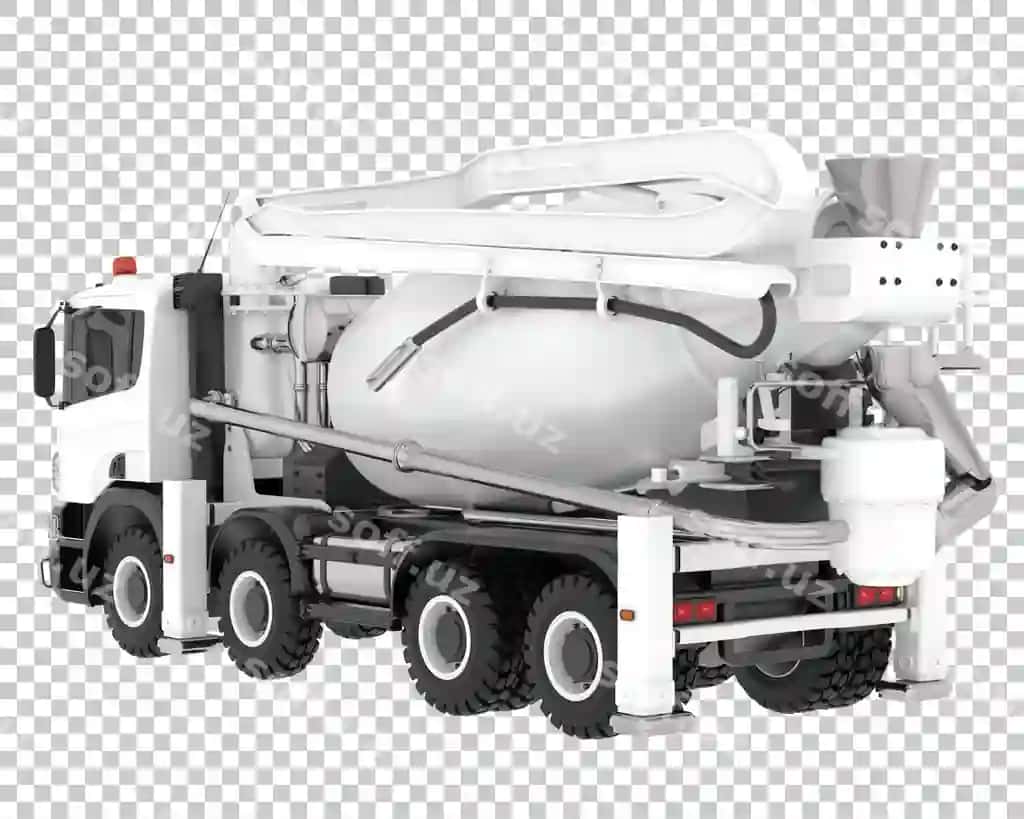 Beton aralashtirgich shaffof orqa fonda 3D render illustratsiyasi | Concrete mixer transparent background 3d rendering illustration