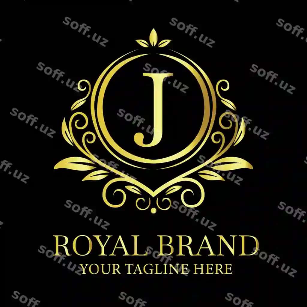 Elegant oltin lyuks logotip dizayni J Royal brend moslashuvchan | Elegant golden luxury logo design j royal brand with customizable