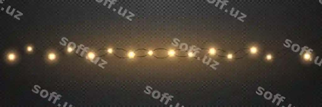 Yul chiroylari ajraltirilgan shaffof fonda haqiqiy chiroq | Christmas lights isolated transparent background realistic light