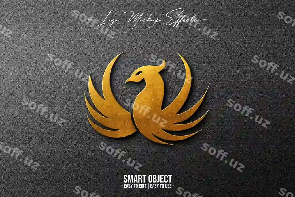 Logotip namunasi oltin Fenyx bilan | Logo mockup with gold phoenix