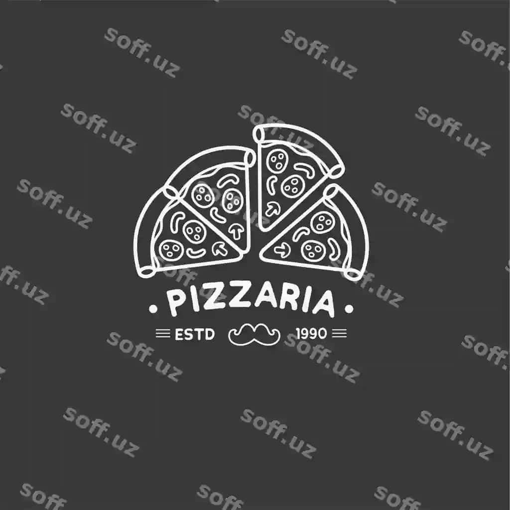 Qo'l bilan chizilgan pizzeriya pitsa logotipi vintage monoline logotipi chorak doskasi | Hand drawn pizzeria pizza logo vintage monoline logo blackboard