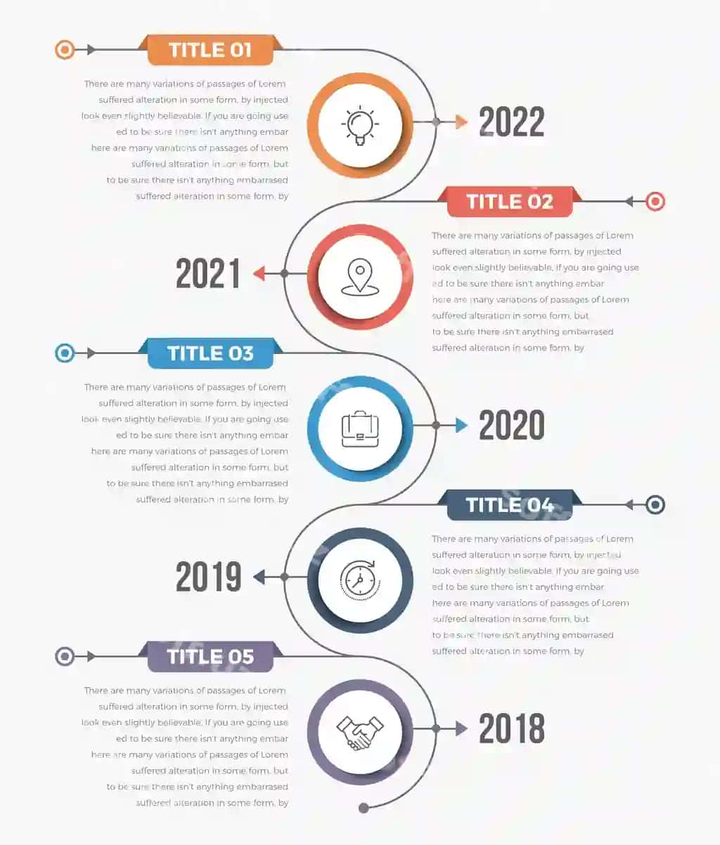 Vertikal vaqt chiziqi infografikalari | Vertical timeline infographics