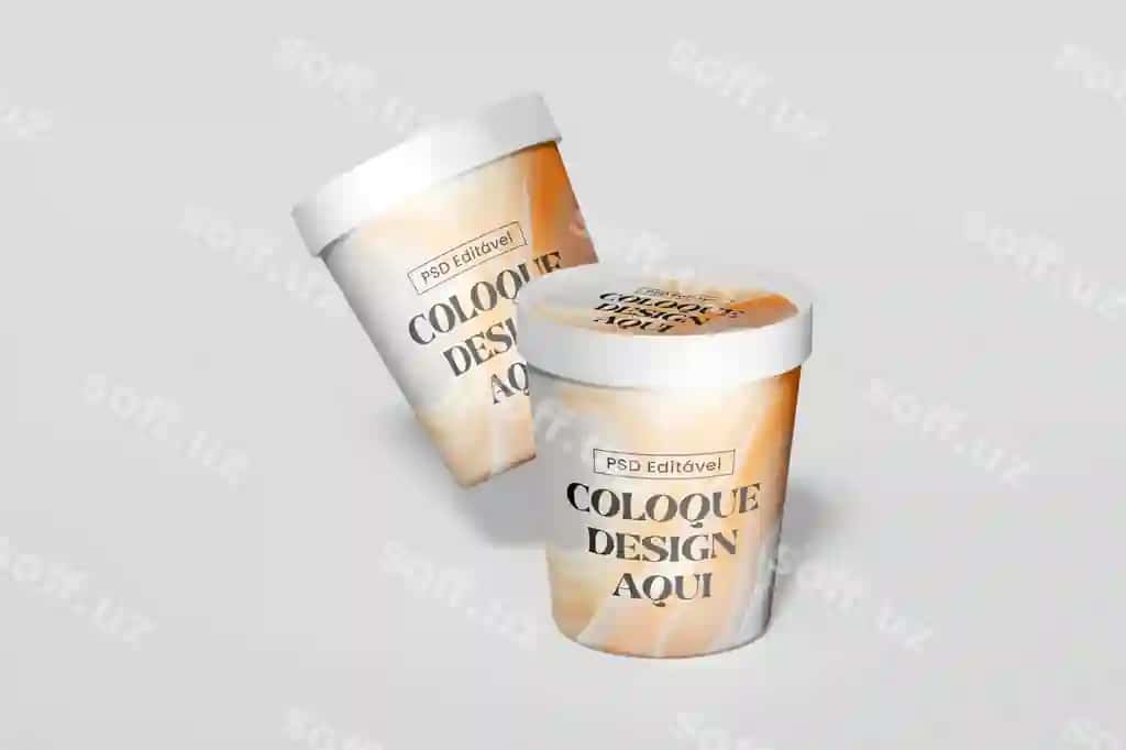 Muzza qutisi namunasi | Ice cream tub mockup