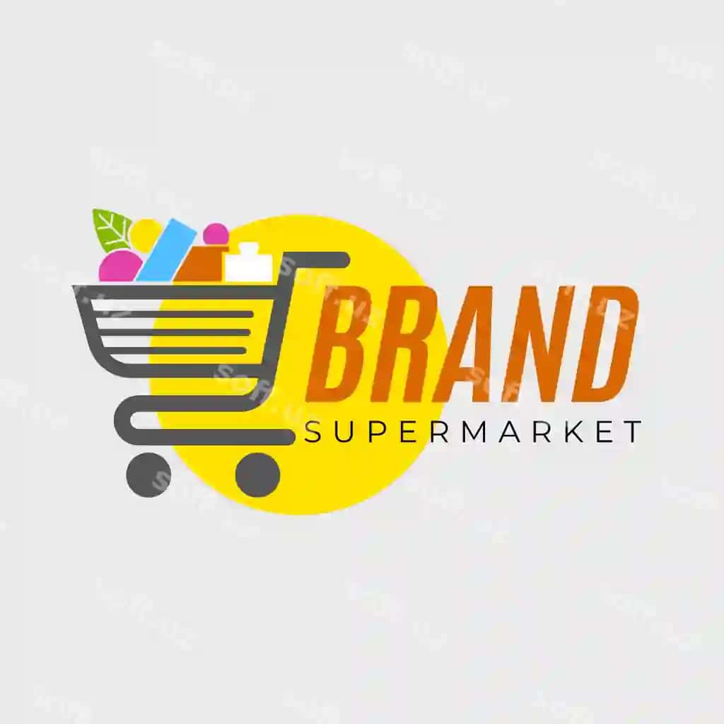 Supermarket logo shabloni xarid savati bilan | Supermarket logo template with shopping cart