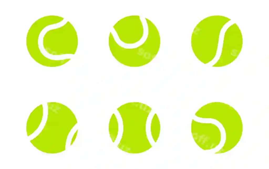 Olti xil tennis to'p grafikalari binofatolik yashil ko'rsatilgan | Six variations tennis ball graphics shown vibrant green