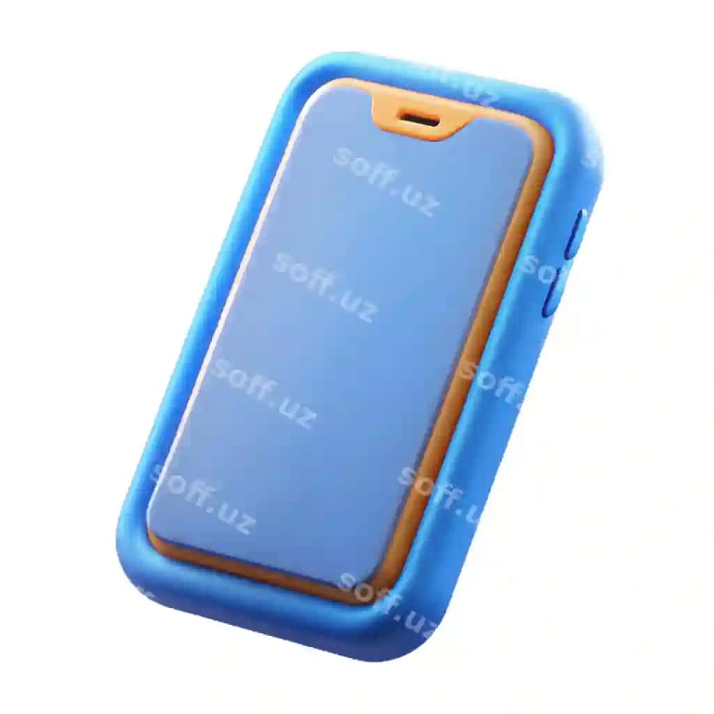 Ko'k telefon apelsin rangli ramka oq fon ustida | Blue phone with orange trim is white background