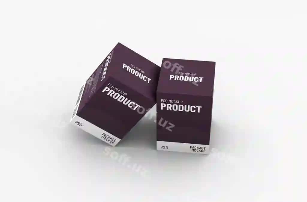 Kvadrat mahsulot qutisi uchun reklama mockup, toza fonda | Square product box packaging mockup brand advertising clean background