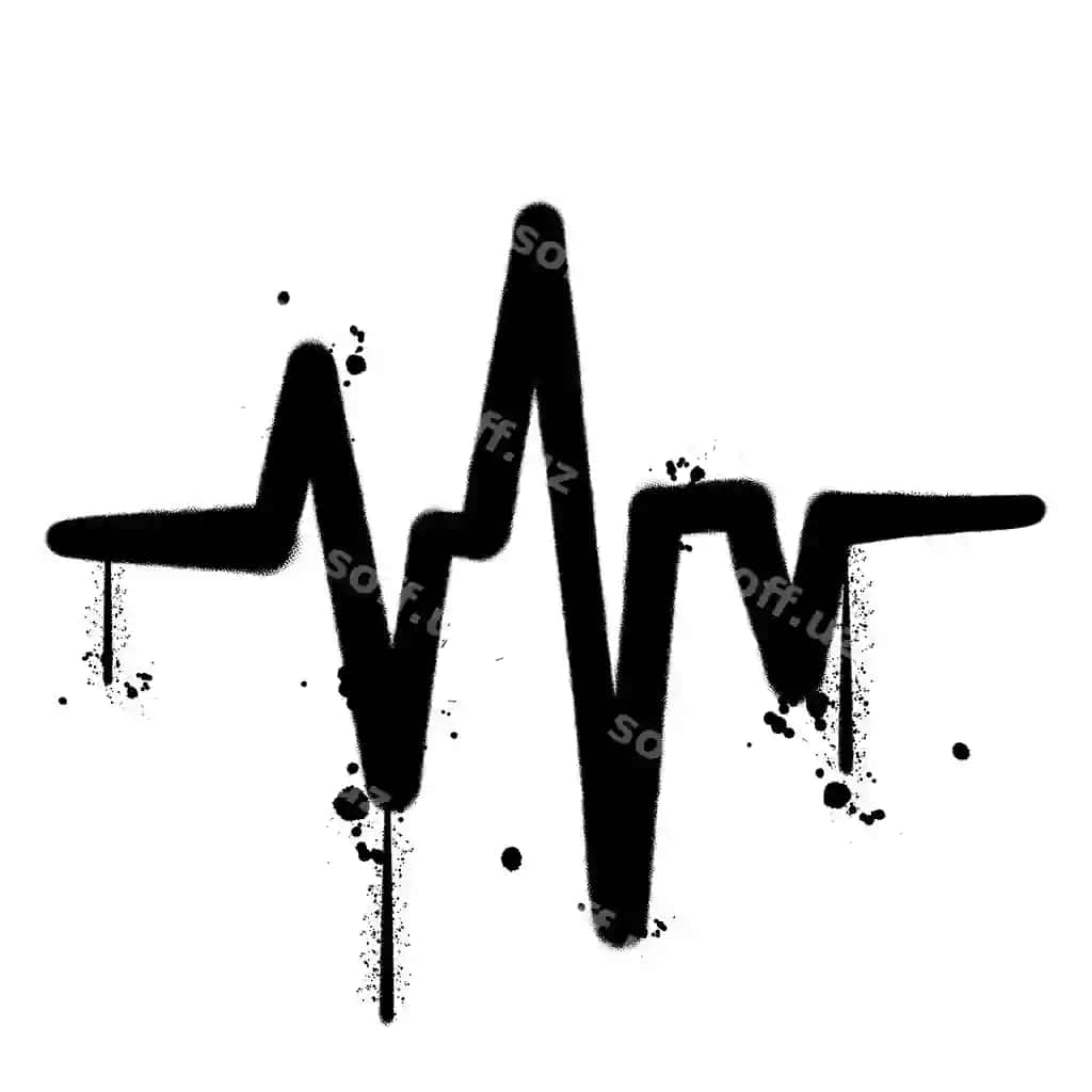 Vektor grafetti sprey boya yurak chiqish tezligi ajraltirilgan vektor illustratsiyasi | Vector graffiti spray paint heart rate isolated vector illustration