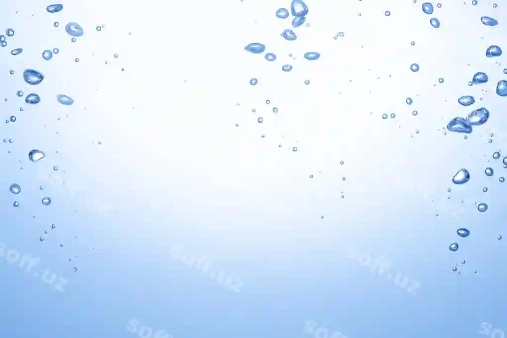 Suv yuzasi effirli gaza suwma olinadi oq fonda | Water surface with ripple bubbles float up white background