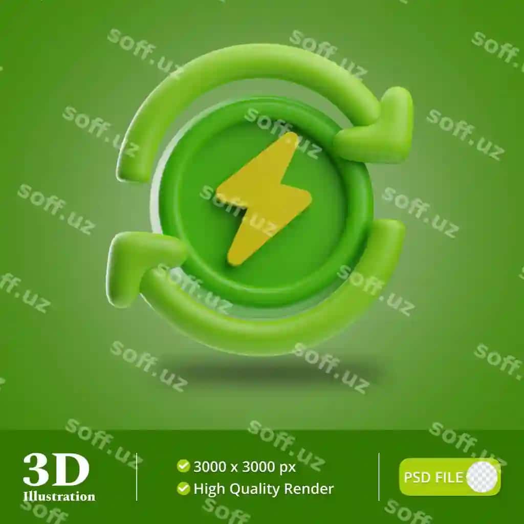 Yangi energiya yangilash illustratsiyasi 3D | Renewable energy renew illustration 3d
