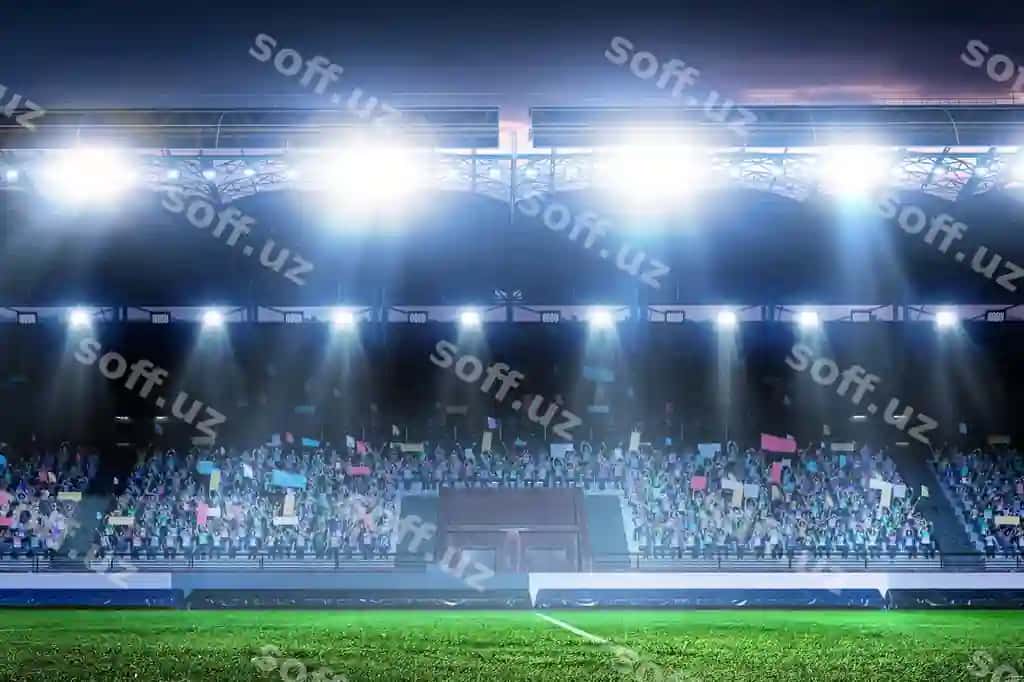 Butun kecha futbol stadiumi yoritishlari flasirlashadi. | Full night soccer arena lights flashes