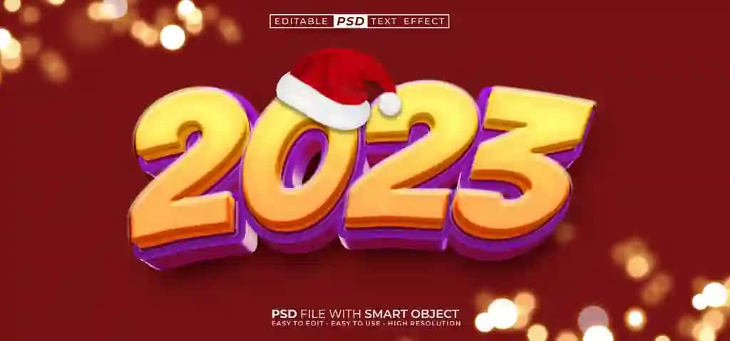 Shabloni yangi yil raqami 2023 3D matn uslubi effekti bilan | Template new year number 2023 with 3d text style effect
