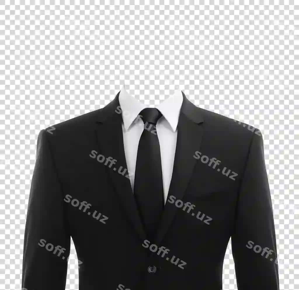 Kostyum va galstuk oq rubka va qora galstuk bilan ko'rsatilgan. | Suit tie are shown with white collar black tie