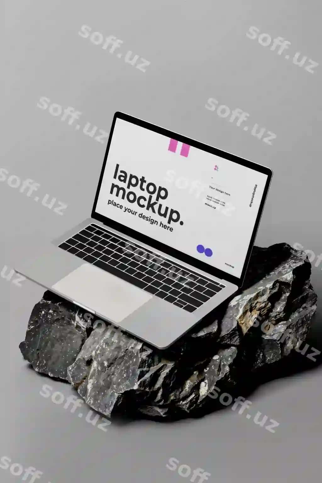 Noutbuk namuna yuqori tosh | Laptop mockup top stone