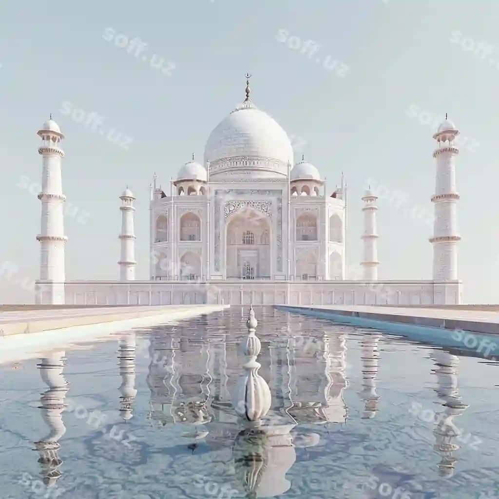 Oq bino oy suw aks ettirish bilan | White building with reflection moon water