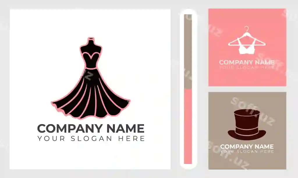 Moda butik logotipi, kiyim askar va boshliq ikonkalari bilan dizayn qilingan | Fashion boutique logo design with dress hanger hat icons