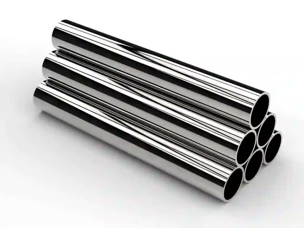 3D renderlash uyum yaltiroq metall quvurlar oq fon | 3d rendering heap shiny metal pipes white background