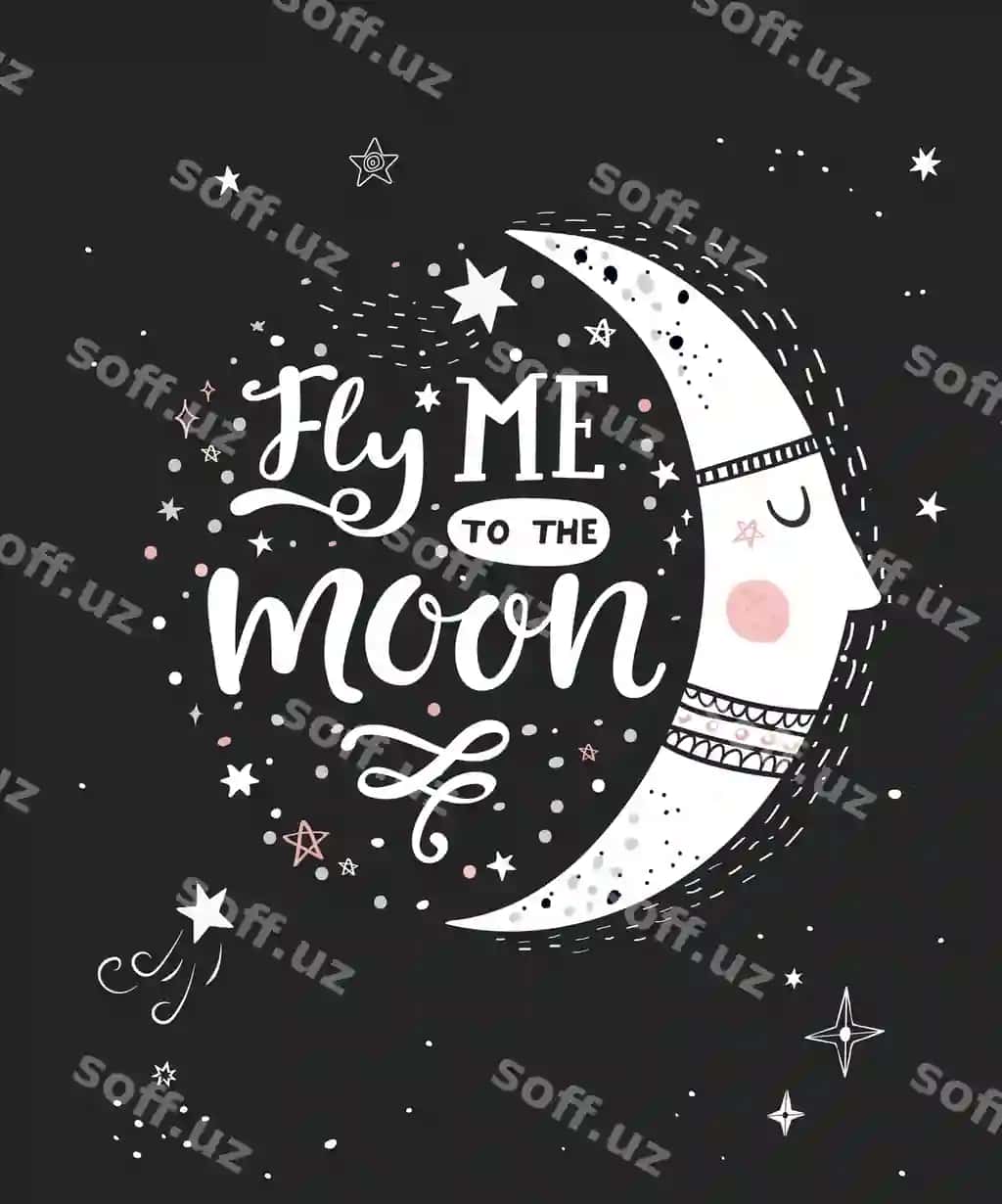 Uch meni oy monokrom poster | Fly me moon monochrome poster