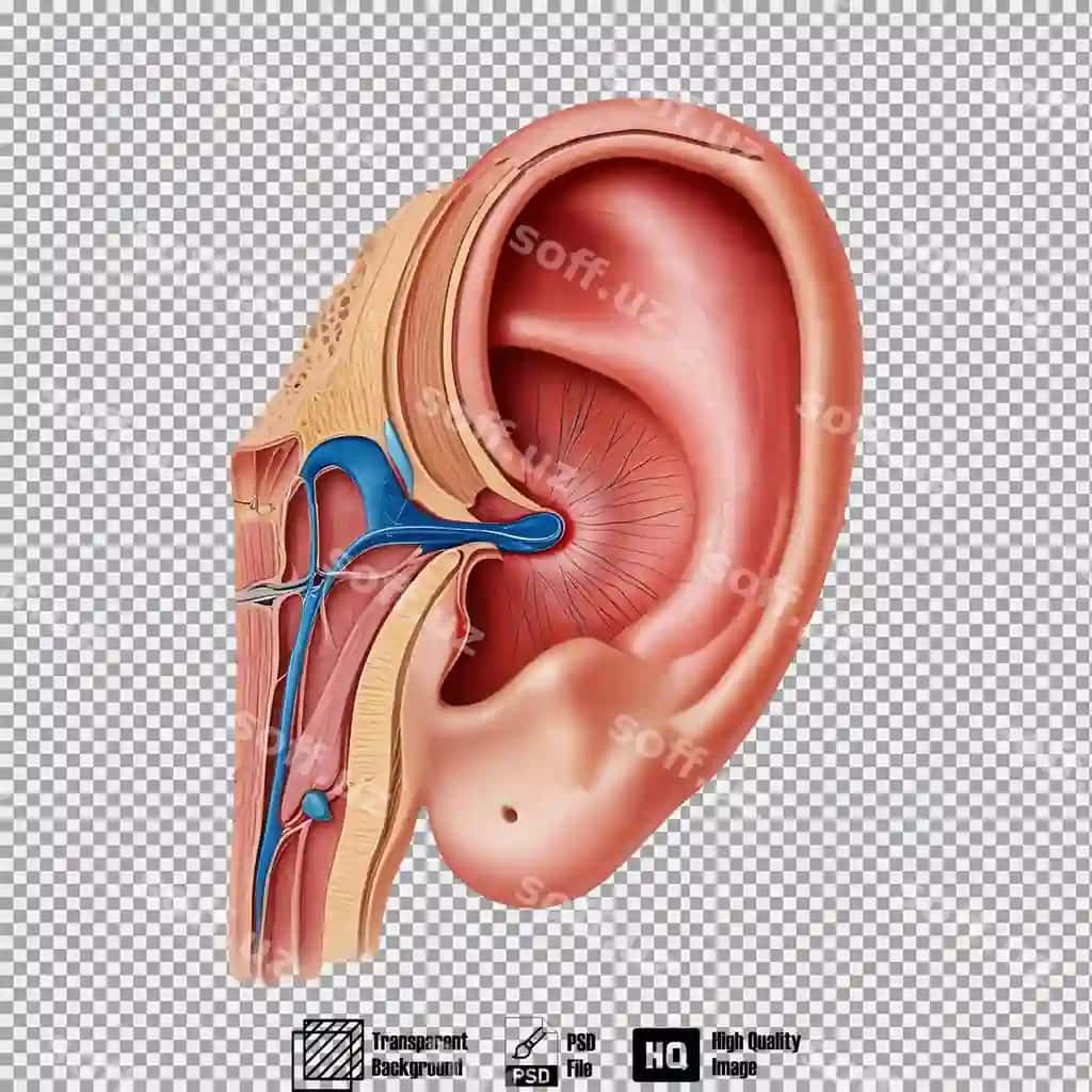 Ichki quloq anatomiyasi shaffof orqa fonda | Inner ear anatomy transparent background