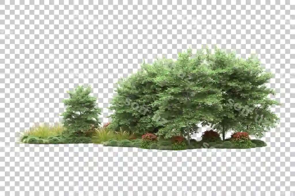 Yashil manzara ajraltirilgan shaffof fonda 3D render illustratsiyasi | Green landscape isolated transparent background 3d rendering illustration