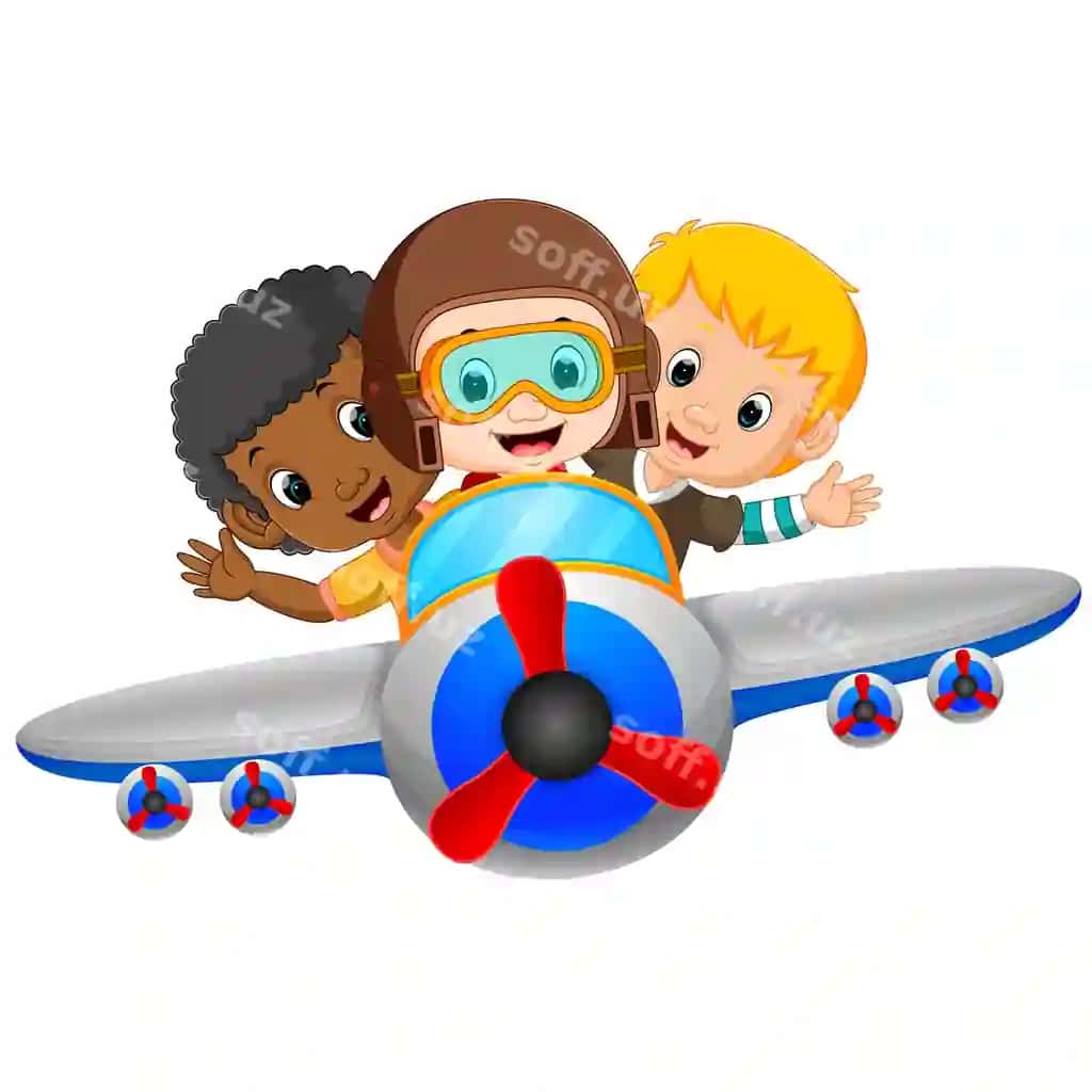 Karton o‘g‘ilchasi volar samolyotda joyida | Cartoon boy riding flying plane