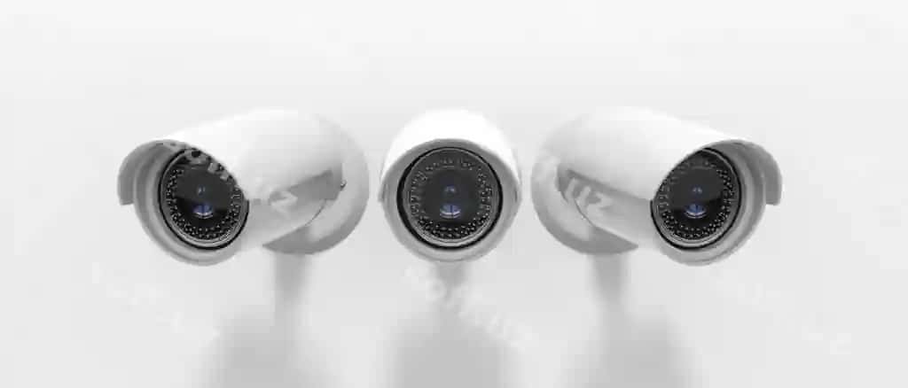 Xavfsizlik CCTV kameralari ajraltirilgan oq fonda 3D illustratsiya | Security cameras cctv isolated white background 3d illustration