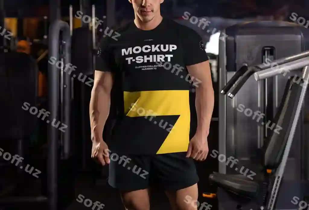 Mockup-lar erkaklar uchun futbolka jism-guzallik sport zali | Mockups men039s tshirt bodybuilder gym
