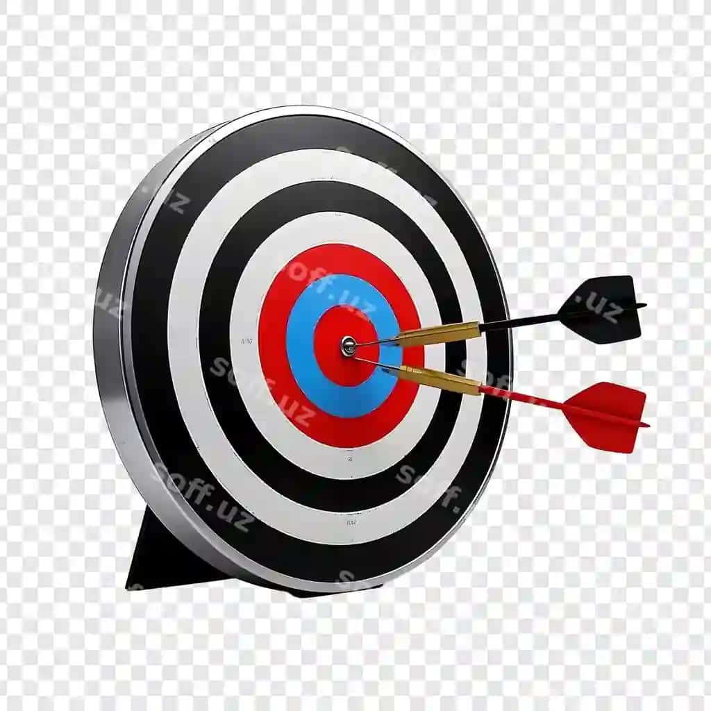 Maqsad doskasi strelkali ajraltirilgan shaffof orqa fon | Target board with dart isolated transparent background