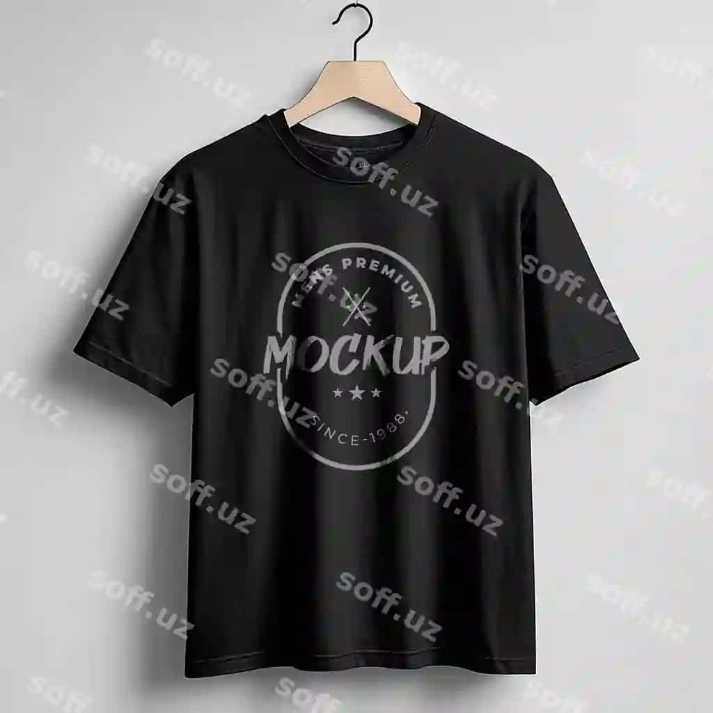 Qora futbolka dizayn mockup PSD | Black tshirt design mockup psd