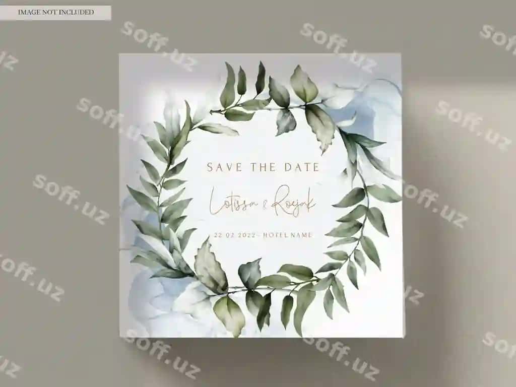 Elegant vintage leaves watercolor wedding invitation card set | Elegant vintage leaves watercolor wedding invitation card set