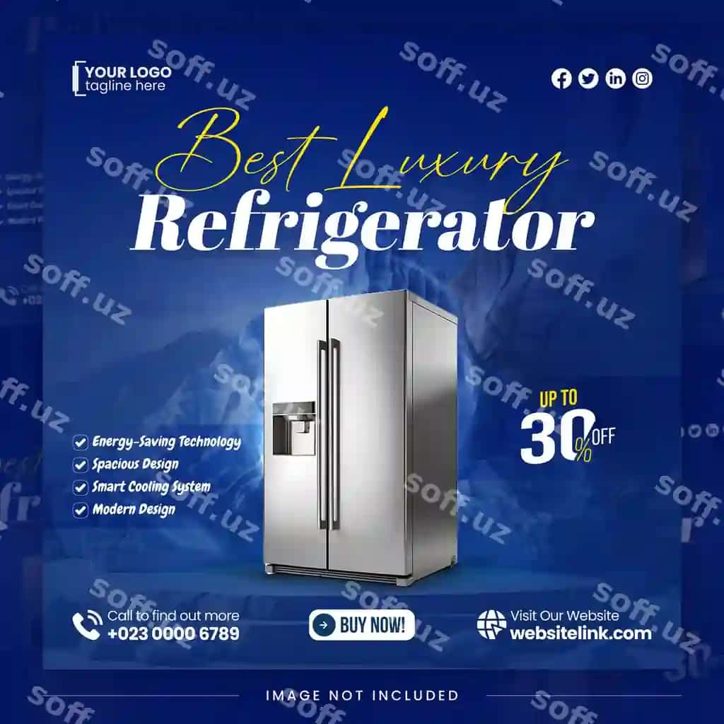 Muzlatgich mega aktsiya reklama Instagram posti baner ijtimoiy tarmoqlar | Refrigerator mega sale promotion instagram post banner social media