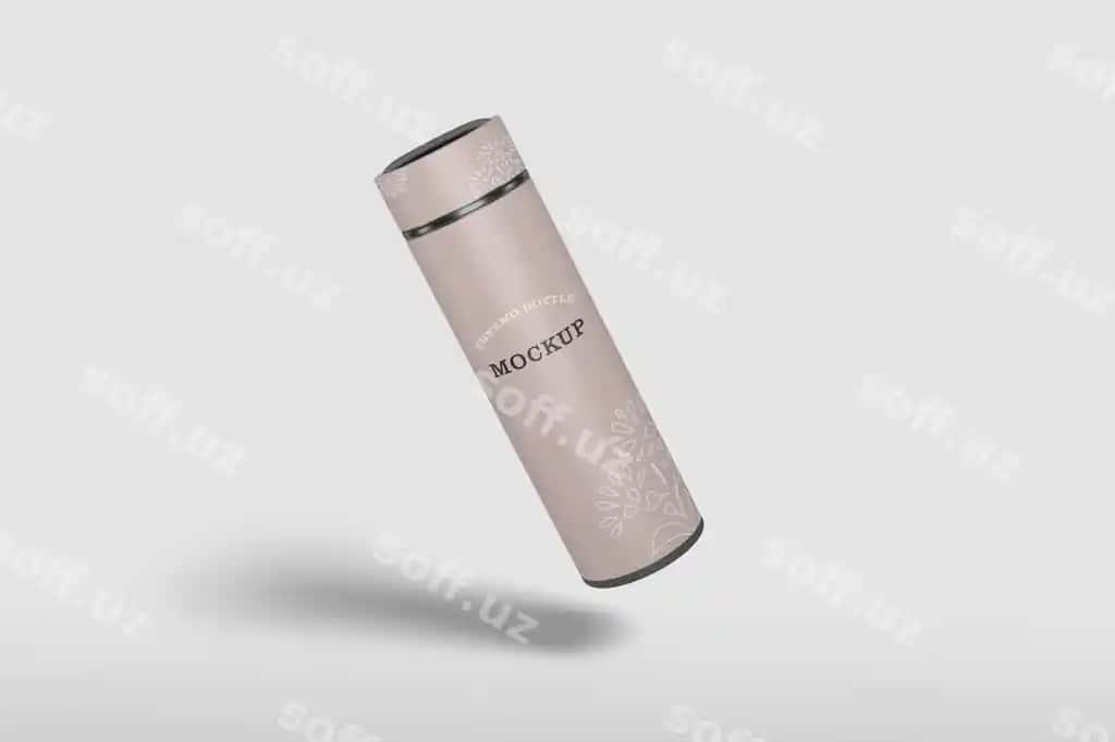 Termos suqqa idish namunasi ajraltirilgan | Thermos water bottle mockup isolated
