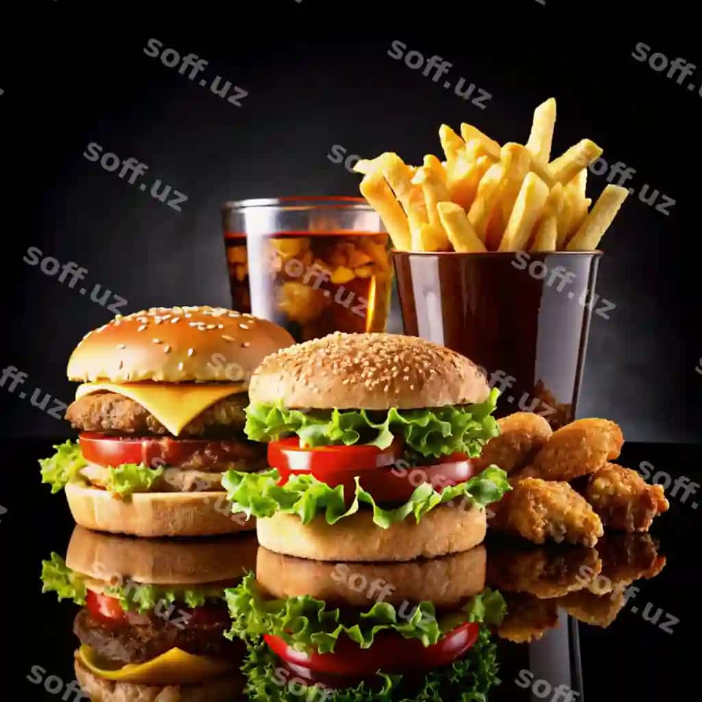 Shirin tezkor ovqat qora orqa fonda 4K HD fotosuratlar ijodkor loyihalar | Delicious fast food black background 4k hd photos creative projects