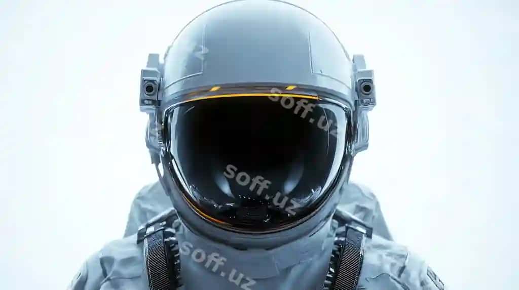 Detallı futuristik astronaut oq fonda | Closeup futuristic astronaut white background