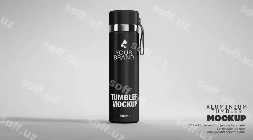 Aluminiy suv flasksi tumbler mockup sport suv flasksi PSD mockup | Aluminum water bottle tumbler mockup sport water bottle psd mockup